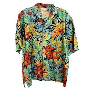 Gottex Vintage Hawaiian Shirt Mens Size Medium Blue Green Yellow Orange Cotton